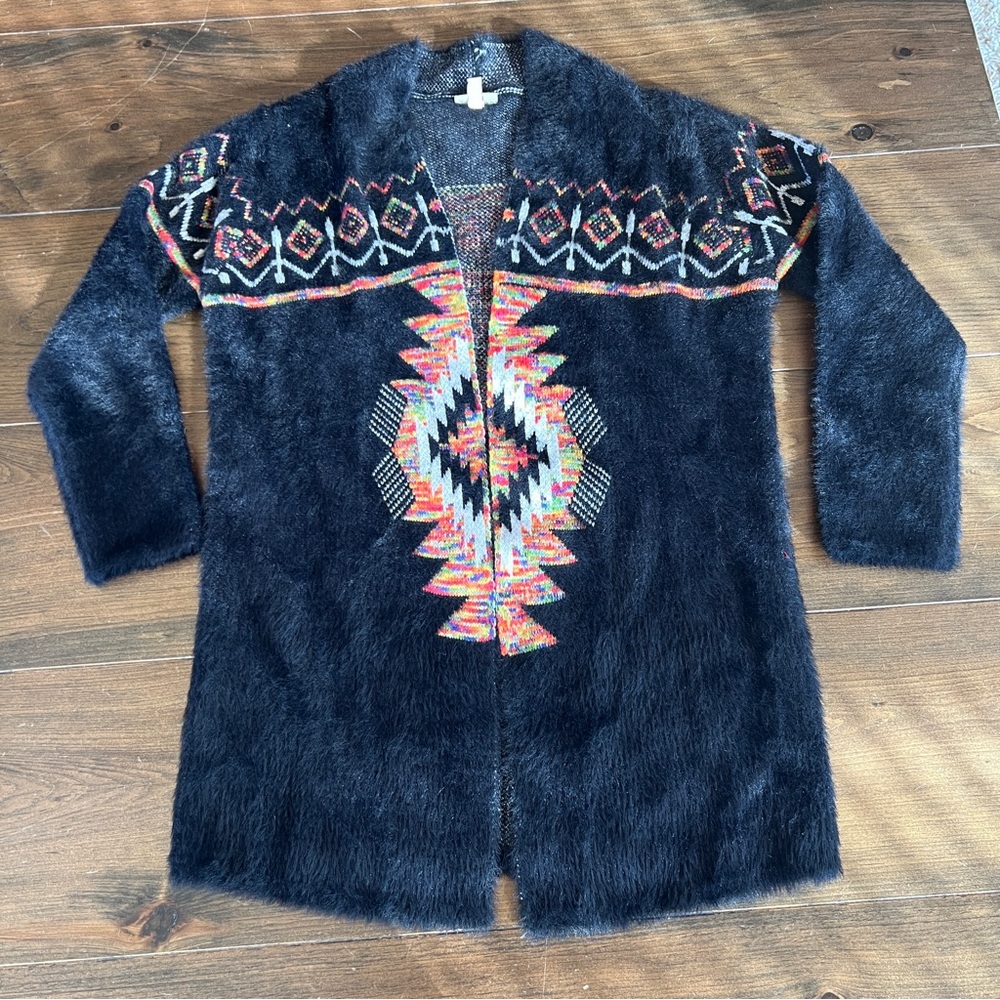 Cozy Black Patterned Women's Venario Cardigan Sweater-small